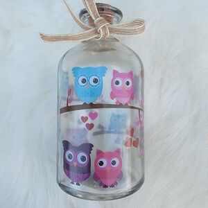 Owl Design Glass Bottle with Cork